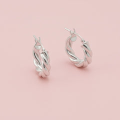 925 Sterling Silver Twisted Rope Design Hoop Earrings, Small Round Hoops, Classic Jewelry for Women | Gifts for Women & Girls & Girlfriend |Wedding and Christmas Gifts | BJER-010