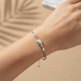 925 Sterling Silver Mesh Chain Bracelet with Elephant Charm, Adjustable Length, Jewelry for Women | Gifts for Women & Girls & Girlfriend |Wedding and Christmas Gifts | BJBR-02