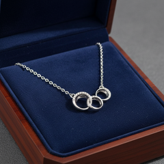 925 Starling Silver Triple Round Interlocking Love Knot Necklace Elegant Pendant Necklace for Women Symbol of Unity and Eternal Bond | Gifts for Women & Girls & Girlfriend |Wedding and Christmas Gifts | BJ-014