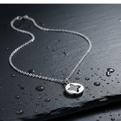 Point Star Cutout Disc Pendant Necklace