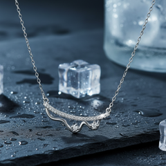 925 Silver Serene Ripple Necklace Elegant Sterling Silver Pendant Dainty Wavy Design Necklace for Women | Gifts for Women & Girls & Girlfriend |Wedding and Christmas Gifts | BJ-020