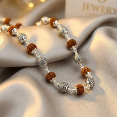 Handcrafted Sterling Silver Rudraksha Bead Mala | BJRDXMLA-08