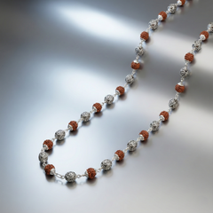 Silver Rudraksha Mala | Daily Wear Spiritual Chain | BJRDXMLA-09