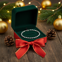 925 Sterling Silver Chain Bracelate, Beaded Link Design, Elegant Jewelry for Women | Gifts for Women & Girls & Girlfriend |Wedding and Christmas Gifts | BJBR-045