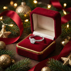 925 Sterling Silver Round Cut Cubic Zirconia Engagement Ring, Classic Solitaire with Crystal Accented Band, 925 Silver Wedding Ring | BJLR-0008