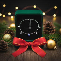 925 Sterling Silver Evil Eye Necklace with Stars, Blue Glass Bead Pendant, Dainty Chain Jewelry | Gifts for Women & Girls & Girlfriend |Wedding and Christmas Gifts | BJBR-049