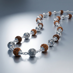 Handcrafted Sterling Silver Rudraksha Bead Mala | BJRDXMLA-08