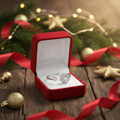 925 Sterling Silver Adjustable Ring with Cubic Zirconia Flower Cluster Design, Clear Crystal Stones, Open Band Style | BJLR-0015