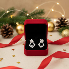 Floral Geometry: 925 Sterling Silver Daisy & Geometric Stud Earrings | BJER-020