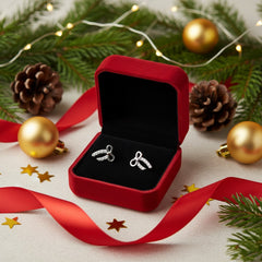 Charming Femininity: 925 Sterling Silver Sparkling Bow Ribbon Stud Earrings| BJER-023