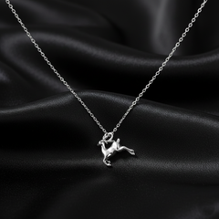 925 Sterling Silver Reindeer Necklace – Dainty Leaping Stag Animal Pendant | BJ-32