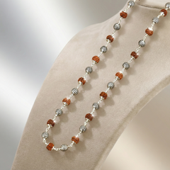 Handcrafted Sterling Silver Rudraksha Bead Mala | BJRDXMLA-08