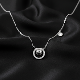 925 Starling Silver Dellis CZ Double Round Necklace Elegant Cubic Zirconia Pendant Sterling Silver Necklace for Women Sparkling Jewelry | Gifts for Women & Girls & Girlfriend |Wedding and Christmas Gifts | BJ-017