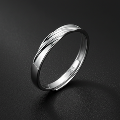 925 Sterling Silver Twisted Band Ring, 925 Sterling Silver, Minimalist Design, Adjustable Wedding Band | BJLR-0012