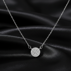 925 Sterling Silver Full Pave Disc Pendant Necklace | Premium Pure Silver Jewellery India | BJ-07