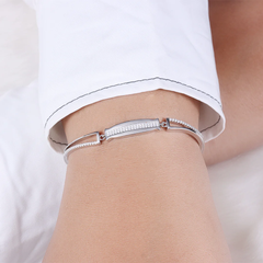925 Sterling Silver CZ Bar Bracelet for Women | Elegant Minimal Design | BJBR-055