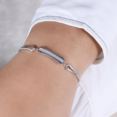 925 Sterling Silver CZ Bar Bracelet | Modern Elegant Jewelry | BJBR-066