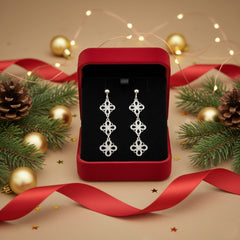 925 Sterling Silver Floral Drop Dangle Earrings, Triple Flower Design, Openwork Pattern, Elegant Women's Jewelry | Gifts for Women & Girls & Girlfriend |Wedding and Christmas Gifts | BJER-018