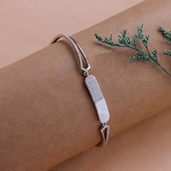 925 Sterling Silver CZ Bar Bracelet for Women | Elegant Adjustable Design | BJBR-076