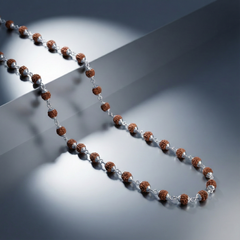 Silver Rudraksha Mala for Men - Handcrafted Traditional Silver Bead Chain | BJRDXMLA-010