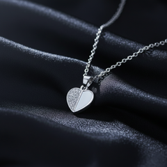 925 Sterling Silver Heart Pendant Necklace – Mother of Pearl & Sparkling CZ Dual-Texture Romantic Charm Jewelry | BJ-012