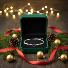 925 Sterling Silver Mesh Chain Bracelet with White Star Charm, Delicate Women's Jewelry | Gifts for Women & Girls & Girlfriend |Wedding and Christmas Gifts | BJBR-01