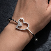 Eternal Bond Double Heart Bangle – Handcrafted in 925 Sterling Silver