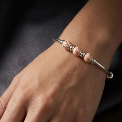 Product Details: 925 Sterling Silver Peach Bead Bangle