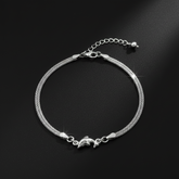 925 Sterling Silver Dolphin Bracelet, Double Chain Design, Adjustable Length, Elegant Ocean Theme Jewelry for Women | Gifts for Women & Girls & Girlfriend |Wedding and Christmas Gifts | BJBR-05