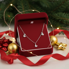 925 Sterling Silver Butterfly Station Choker Necklace for Women | Minimalist Cubic Zirconia Layering Chain