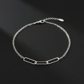 925 Sterling Silver Double Layer Chain Bracelet, Delicate Link Design, Adjustable Length, Dainty Jewelry for Women | Gifts for Women & Girls & Girlfriend |Wedding and Christmas Gifts | BJBR-037