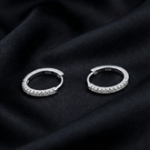 925 Sterling Silver Cubic Zirconia Huggie Hoop Earrings, Small Crystal Encrusted Hoops, Jewelry for Women | Gifts for Women & Girls & Girlfriend |Wedding and Christmas Gifts | BJER-019