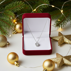 925 Sterling Silver Crystal Flower Pendant Necklace, Delicate Chain, Round Solitaire Design | BJ-06