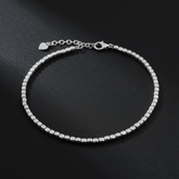 925 Sterling Silver Beaded Bracelate, Minimalist Cube Design, Adjustable Chain, Jewelry for Women| Gifts for Women & Girls & Girlfriend |Wedding and Christmas Gifts | BJBR-041