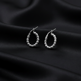 925 Sterling Silver Small Textured Hoop Earrings, Beaded Design, Classic Round Shape, Hinged Closure | Gifts for Women & Girls & Girlfriend |Wedding and Christmas Gifts | BJER-08