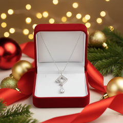 925 Sterling Silver Geometric Rhombus & Pear-Cut CZ Drop Necklace | BJ-013