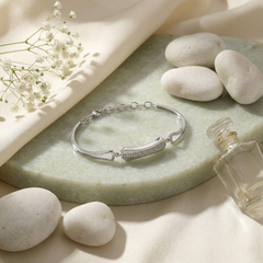 925 Sterling Silver CZ Bar Bracelet | Modern Elegant Jewelry | BJBR-066