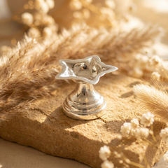 Silver Star Pooja Diya | Traditional Oil Lamp for Home & Temple