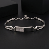 925 Sterling Silver CZ Bar Bracelet for Women | Elegant Adjustable Design | BJBR-076