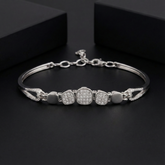 925 Starling Silver sleek bracelet featuring shimmering diamonds, highlighting its sophisticated design | BJBR-063