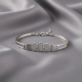 925 Sterling Silver Pavé CZ Oval Link Bracelet | Contemporary Design | BJBR-068