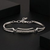 925 Sterling Silver CZ Bar Bracelet | Modern Elegant Jewelry | BJBR-066
