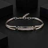 925 Sterling Silver CZ Bar Bracelet for Women | Elegant Minimal Design | BJBR-055