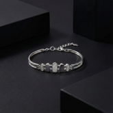 925 Sterling Silver Oval Link CZ Bracelet | Sleek Contemporary Design | BJBR-059