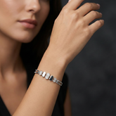 925 Sterling Silver Oval Link CZ Bracelet | Sleek Contemporary Design | BJBR-059