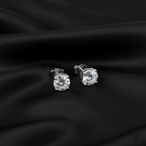 925 Sterling Silver Round Cut Cubic Zirconia Stud Earrings, Classic Solitaire Design, Clear Crystal | Gifts for Women & Girls & Girlfriend |Wedding and Christmas Gifts | BJER-025