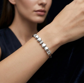 925 Starling Silver Polished Ribbon Bow Bracelet Adjustable with Crystal Center