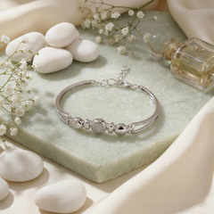 925 Sterling Silver Round CZ Accent Bracelet – Sleek Contemporary Design | BJBR-065