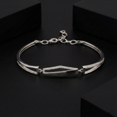 925 Sterling Silver V-Shape CZ Bar Bracelet | Modern Minimalist Elegance | BJBR-057