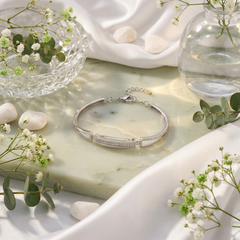 925 Sterling Silver CZ Bar Bracelet for Women | Elegant Minimal Design | BJBR-055